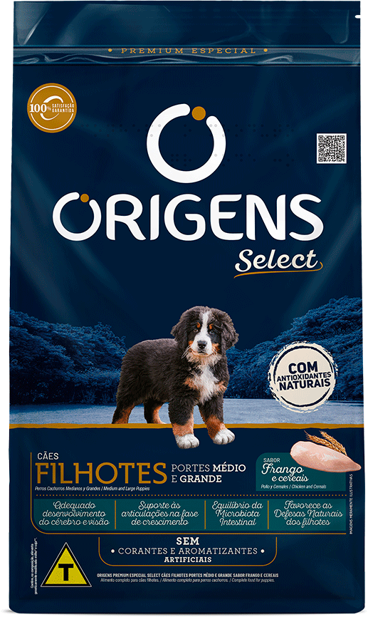 Ração Seca Origens Frango e Cereais para Cães Filhotes Raças Médias e Grandes - 15Kg