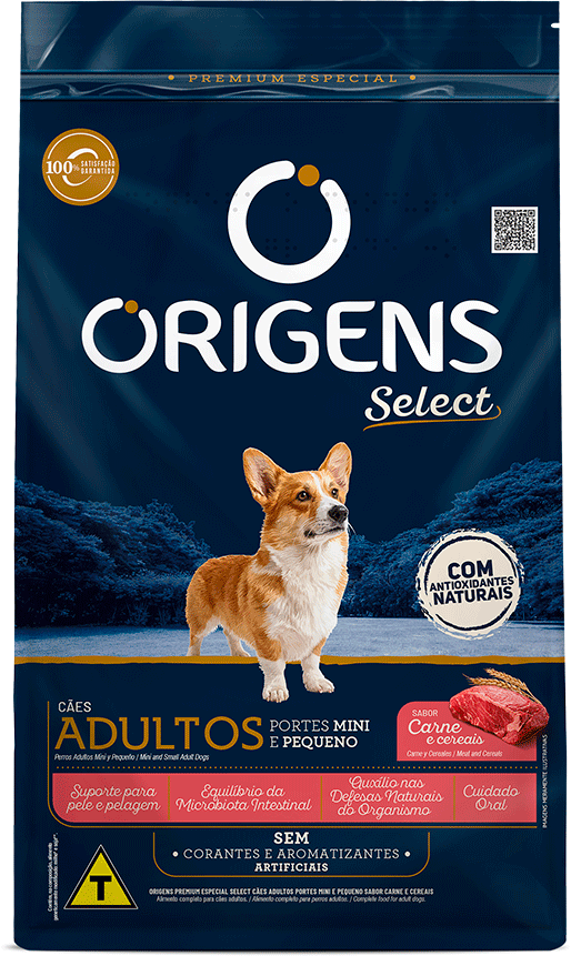 Ração Seca Origens Carne e Cereais para Cães de Porte Mini e Pequeno - 15Kg