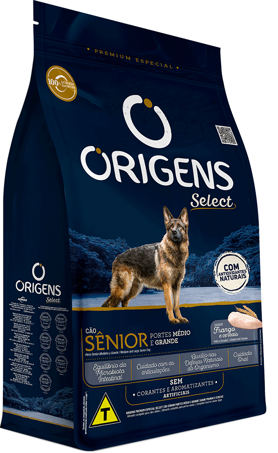 Ração Seca Origens Frango e Cereais Integrais para Cão Sênior - 15Kg
