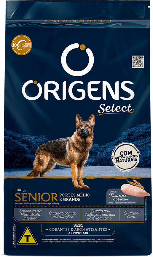 Ração Seca Origens Frango e Cereais Integrais para Cão Sênior - 15Kg