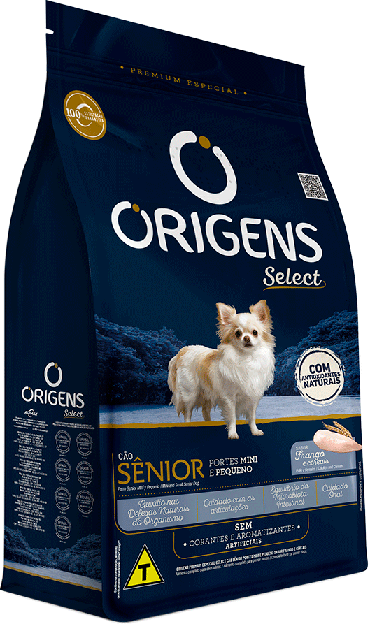 Ração Seca Origens Frango e Cereais Integrais para Cães Sênior Raças Mini e Pequena - 10,1Kg