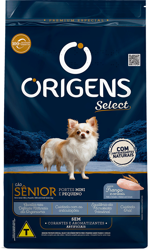 Ração Seca Origens Frango e Cereais Integrais para Cães Sênior Raças Mini e Pequena - 10,1Kg