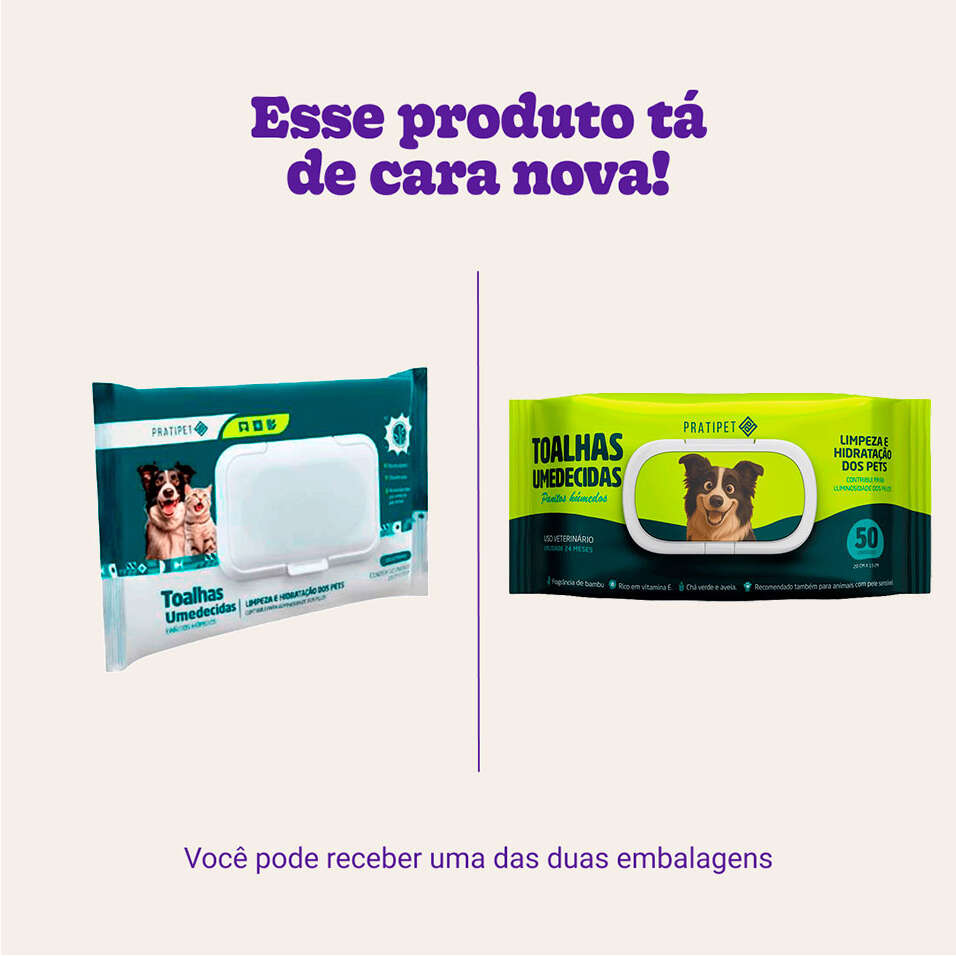 Toalhas Umedecidas Pratipet 19cm x 15cm - 50 Unidades