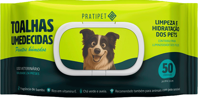 Toalhas Umedecidas Pratipet 19cm x 15cm - 50 Unidades