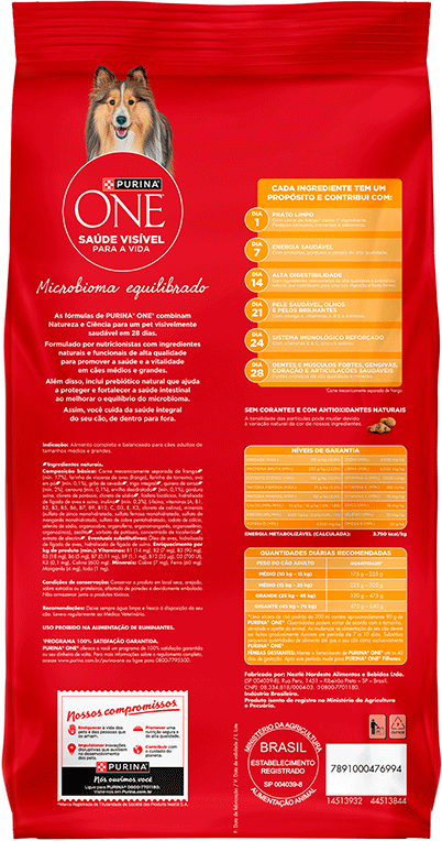 Ração Seca Purina One Microbioma Equilibrado para Cães Adultos Raças Média e Grande sabor Frango - 2,5Kg