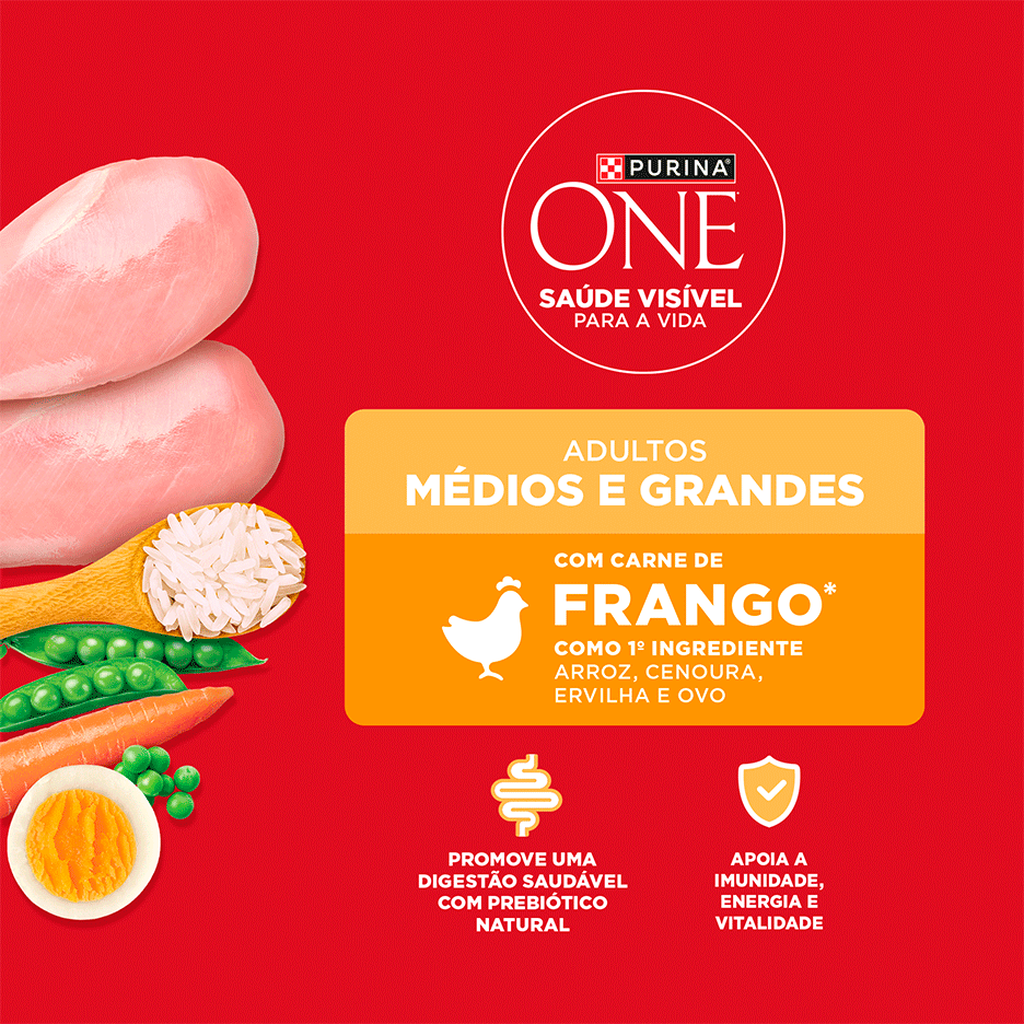 Ração Seca Purina One Microbioma Equilibrado para Cães Adultos Raças Média e Grande sabor Frango - 2,5Kg