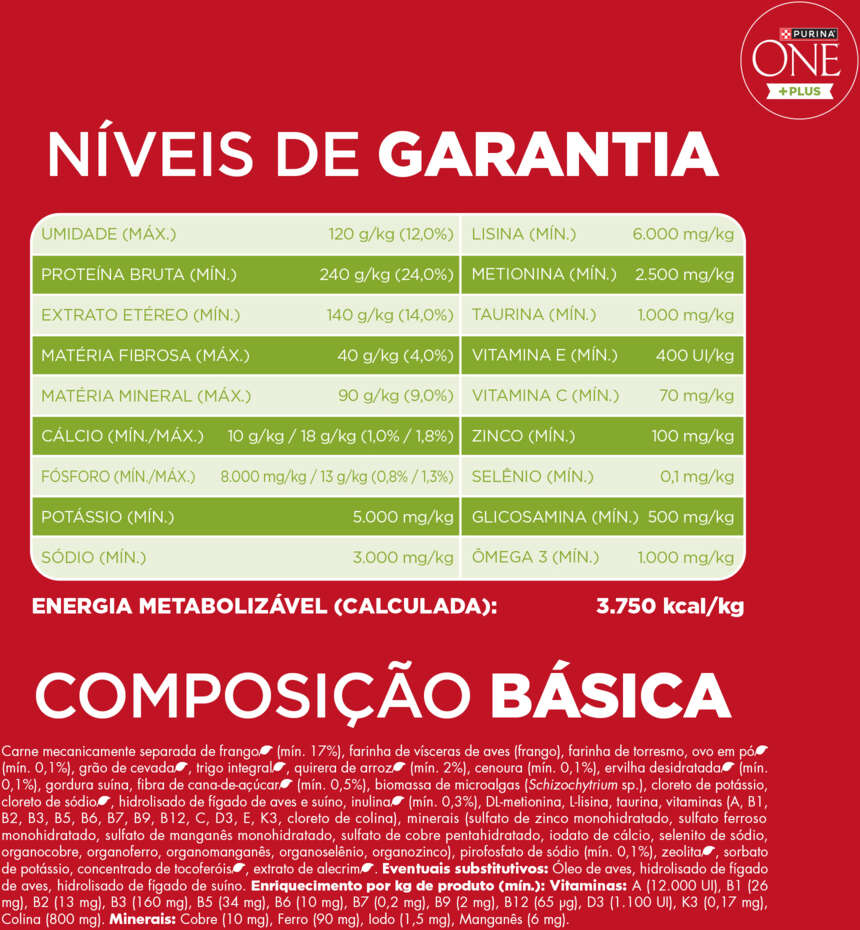 Ração Seca Purina One Plus Nutrição Proativa para Cães Adultos Todas as Raças sabor Frango - 2,5Kg