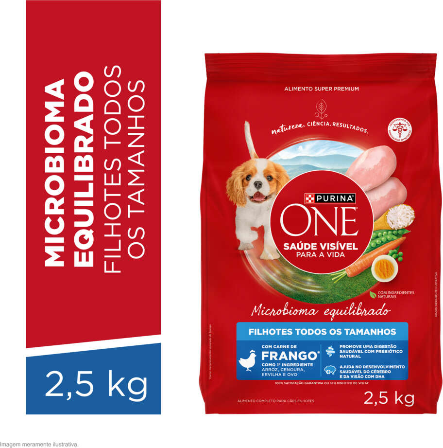 Ração Seca Purina One Microbioma Equilibrado para Cães Filhotes Todas as Raças sabor Frango - 2,5Kg