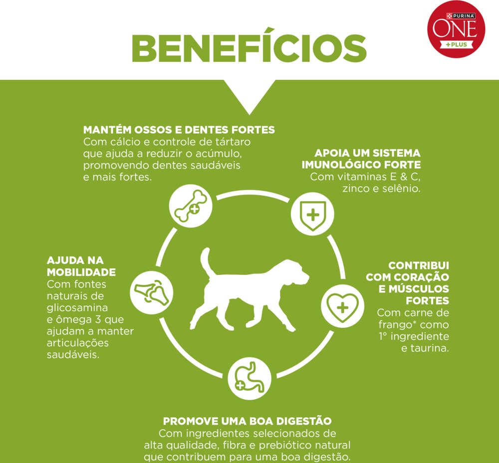 Ração Seca Purina One Plus Nutrição Proativa para Cães Adultos Todas as Raças sabor Frango - 2,5Kg