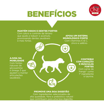 Ração Seca Purina One Plus Nutrição Proativa para Cães Adultos Todas as Raças sabor Frango