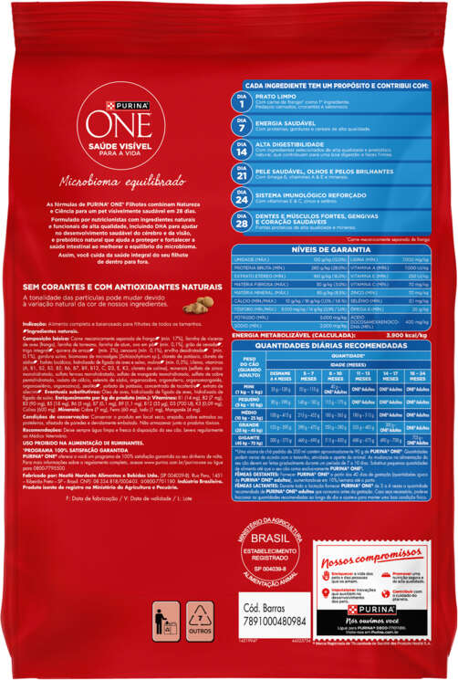 Ração Seca Purina One Microbioma Equilibrado para Cães Filhotes Todas as Raças sabor Frango - 2,5Kg