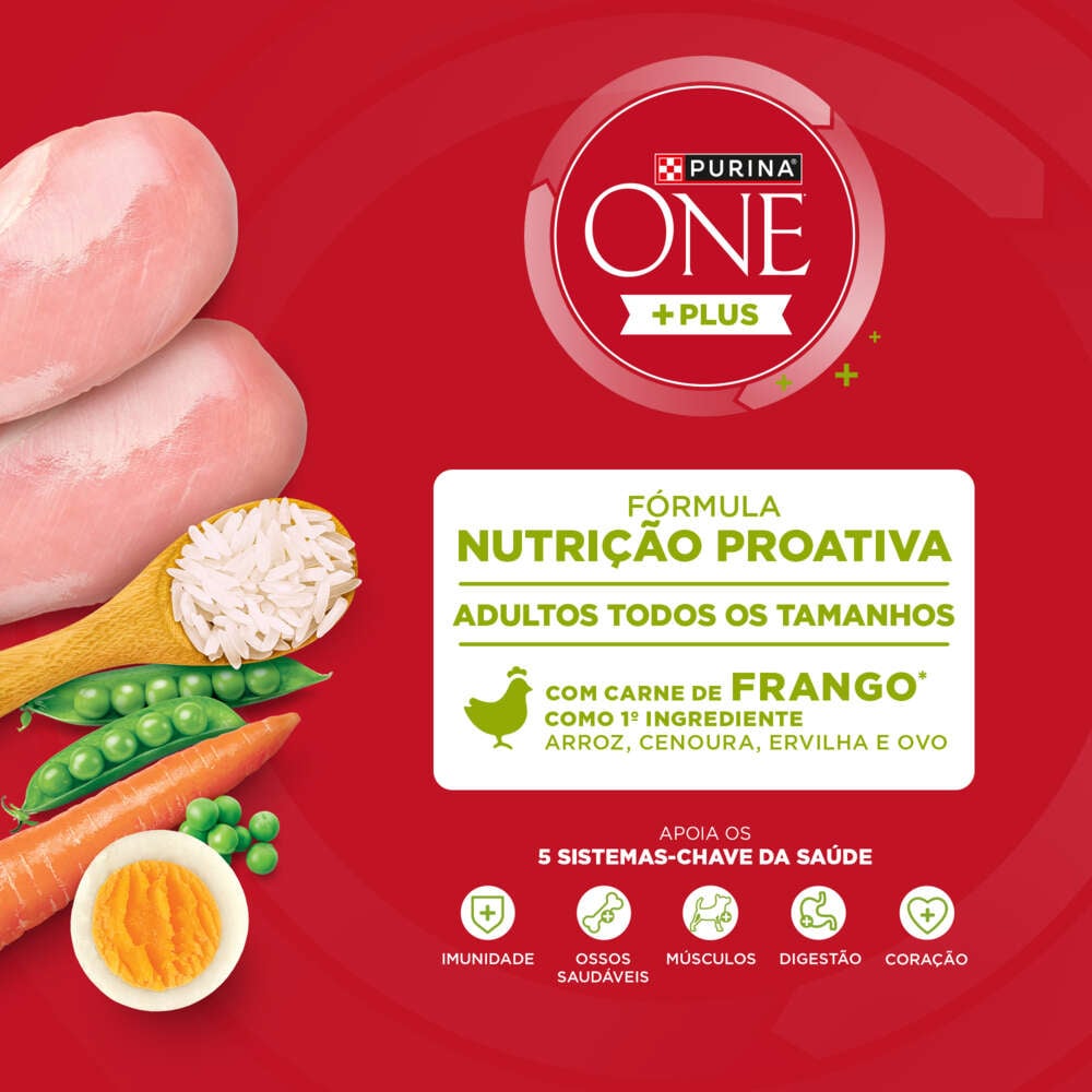 Ração Seca Purina One Plus Nutrição Proativa para Cães Adultos Todas as Raças sabor Frango - 2,5Kg