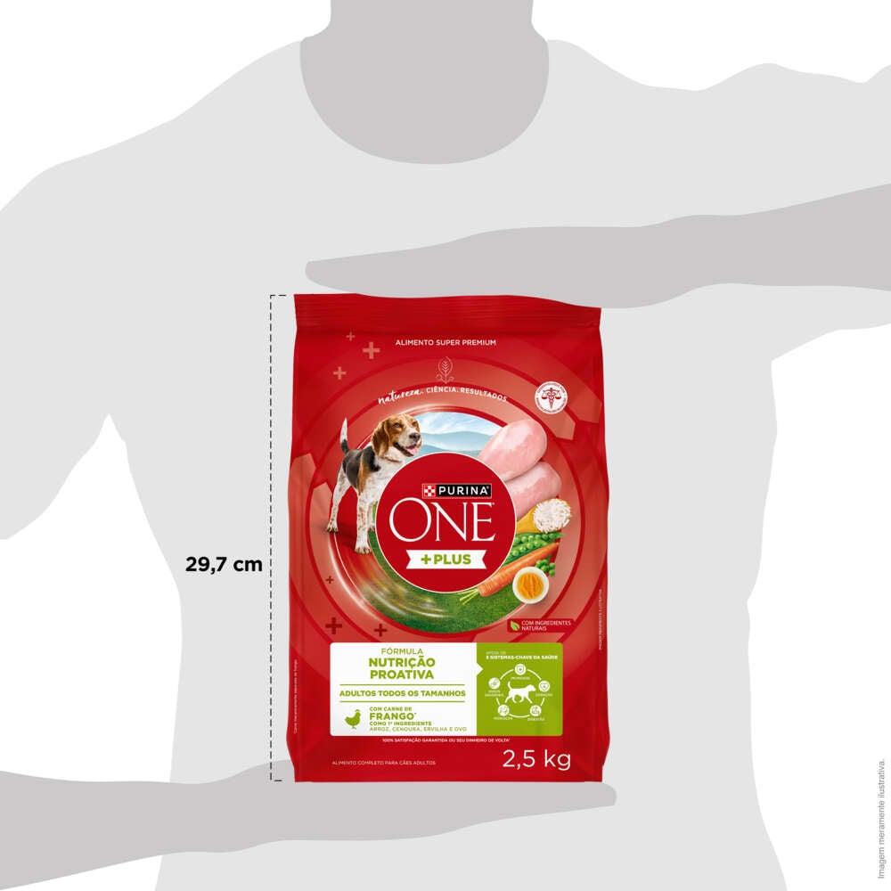 Ração Seca Purina One Plus Nutrição Proativa para Cães Adultos Todas as Raças sabor Frango - 2,5Kg