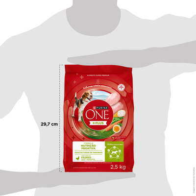 Ração Seca Purina One Plus Nutrição Proativa para Cães Adultos Todas as Raças sabor Frango
