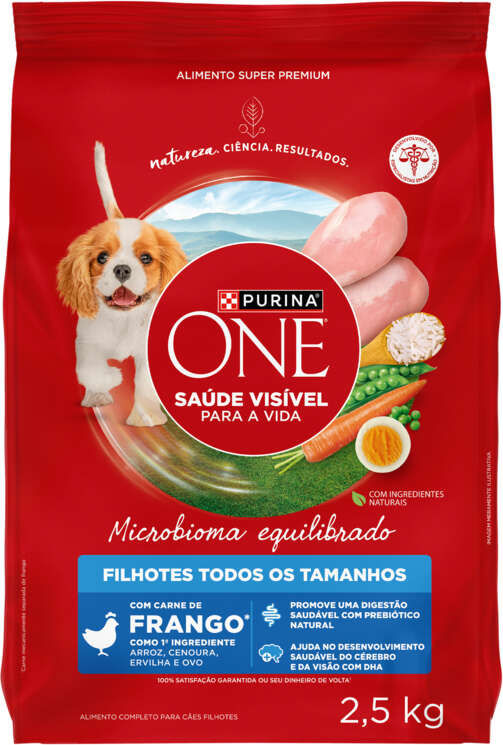 Ração Seca Purina One Microbioma Equilibrado para Cães Filhotes Todas as Raças sabor Frango - 2,5Kg