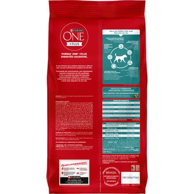 Ração Seca Purina One Plus Digestão Saudável para Cães Adultos Todas as Raças sabor Frango e Salmão