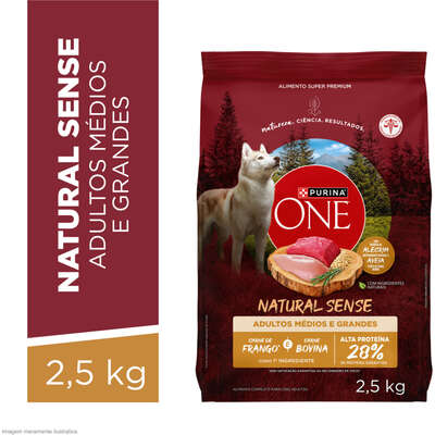 Ração Seca Purina One Natural Sense para Cães Adultos Raças Média e Grande sabor Frango e Carne
