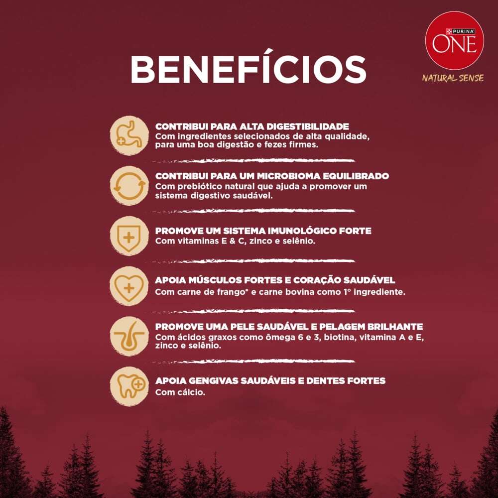 Ração Seca Purina One Natural Sense para Cães Adultos Raças Média e Grande sabor Frango e Carne - 2,5Kg
