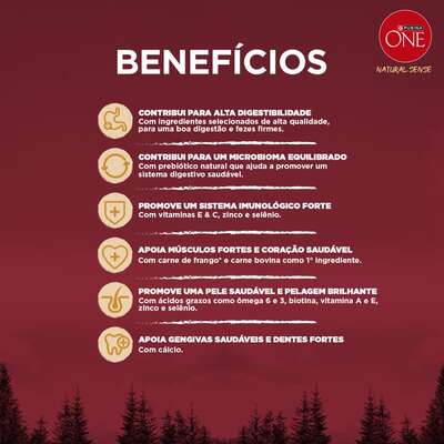 Ração Seca Purina One Natural Sense para Cães Adultos Raças Média e Grande sabor Frango e Carne