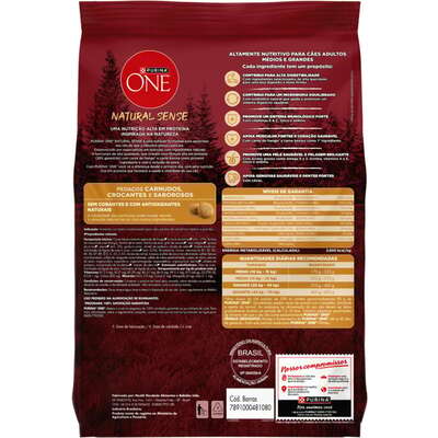 Ração Seca Purina One Natural Sense para Cães Adultos Raças Média e Grande sabor Frango e Carne