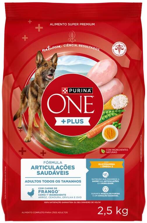 Ração Seca Purina One Plus Articulações Saudáveis para Cães Adultos Todas as Raças sabor Frango - 2,5Kg