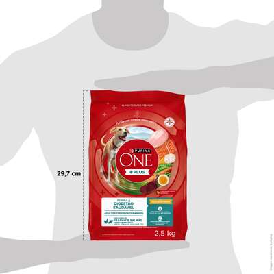 Ração Seca Purina One Plus Digestão Saudável para Cães Adultos Todas as Raças sabor Frango e Salmão