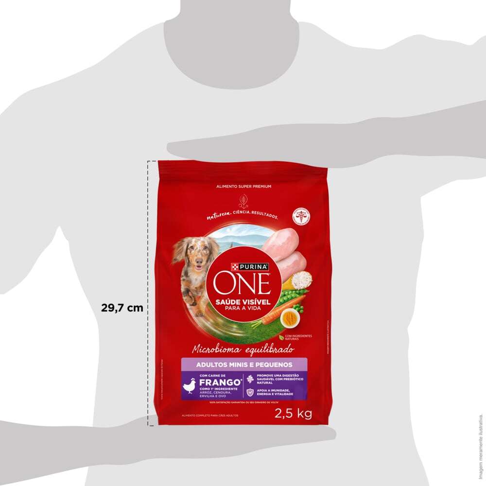 Ração Seca Purina One Microbioma Equilibrado para Cães Adultos Raças Mini e Pequena sabor Frango - 2,5Kg