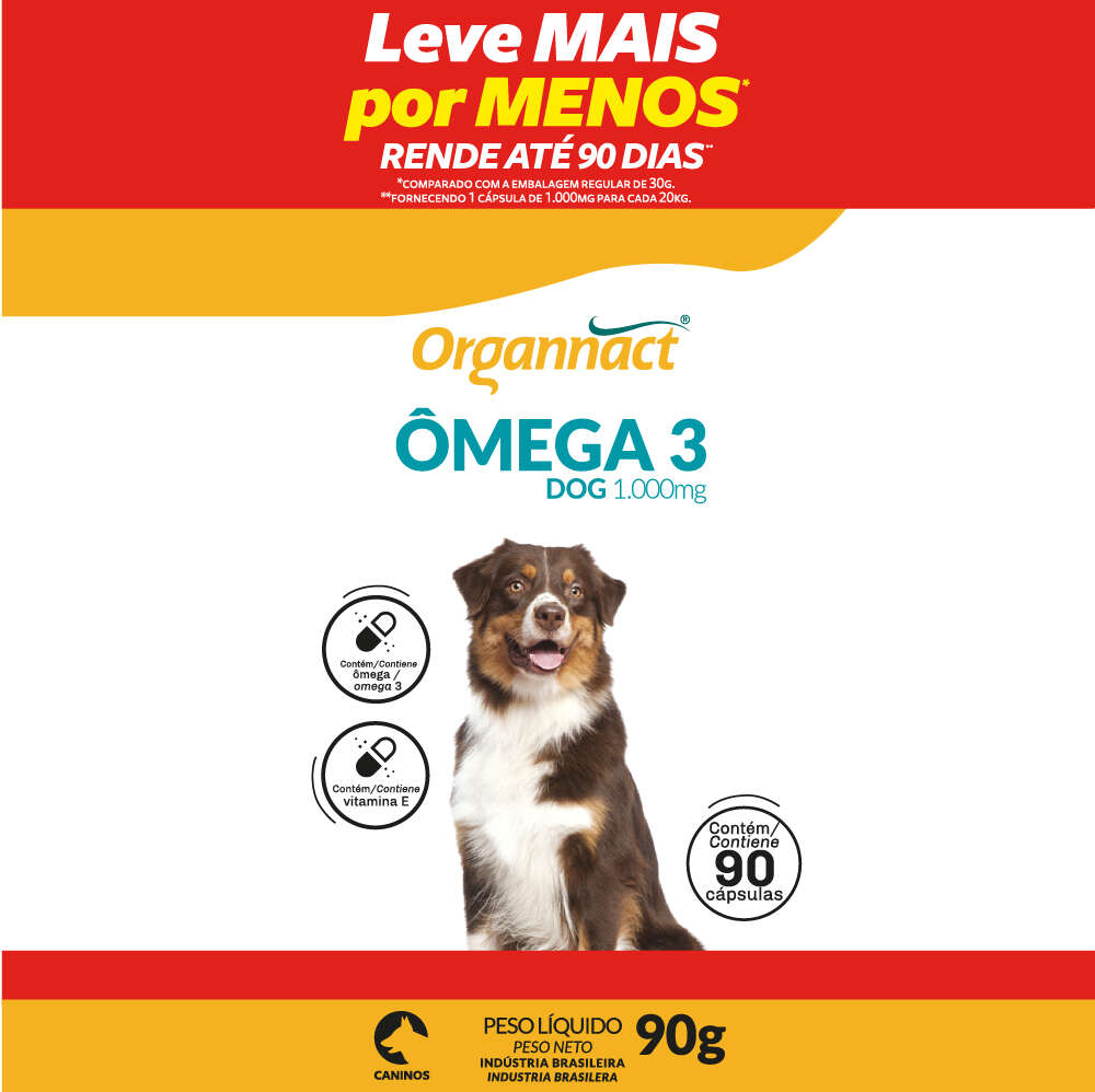 Suplemento Vitamínico Organnact Omega 3 Dog 1000 - 90 g