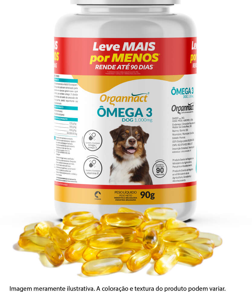 Suplemento Vitamínico Organnact Omega 3 Dog 1000 - 90 g