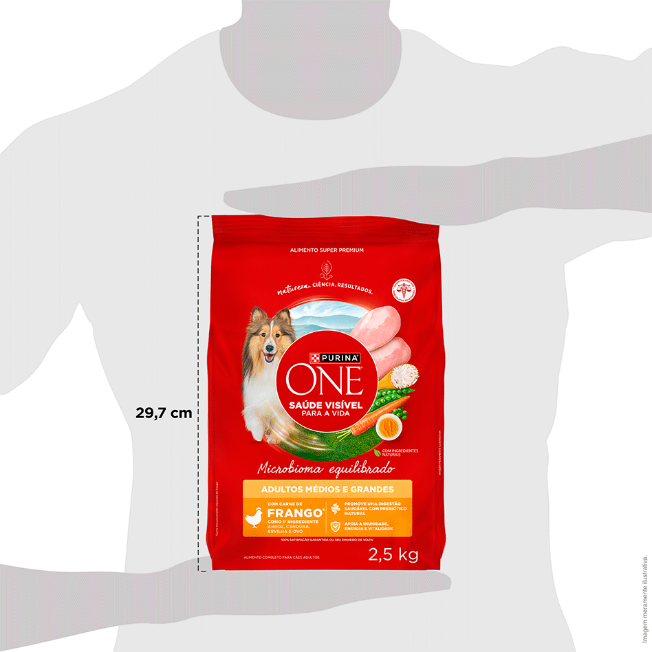 Ração Seca Purina One Microbioma Equilibrado para Cães Adultos Raças Média e Grande sabor Frango - 2,5Kg