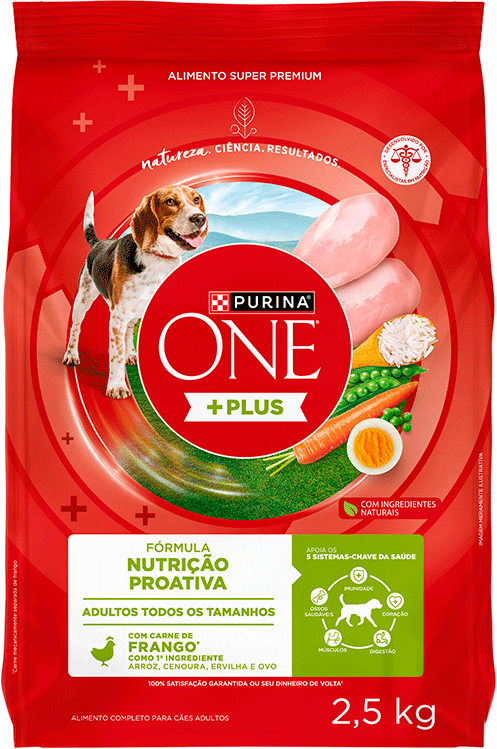 Ração Seca Purina One Plus Nutrição Proativa para Cães Adultos Todas as Raças sabor Frango - 2,5Kg