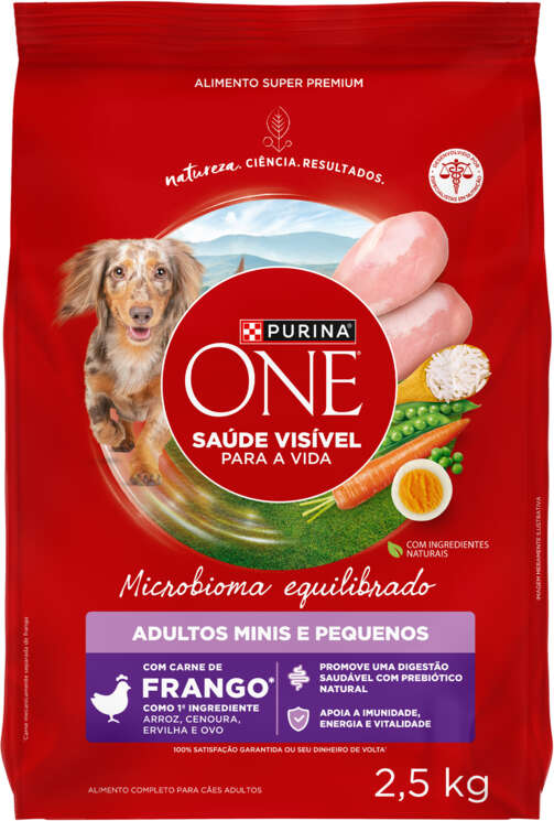 Ração Seca Purina One Microbioma Equilibrado para Cães Adultos Raças Mini e Pequena sabor Frango - 2,5Kg