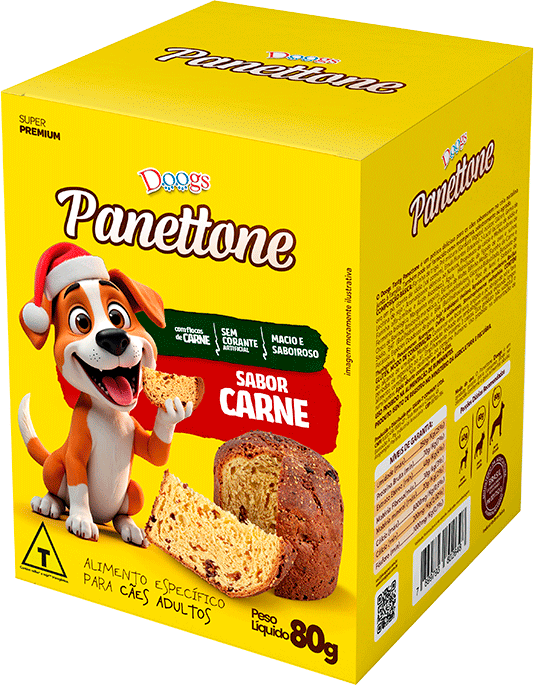 Panetone Doogs Tasty para Cães Adultos sabor Carne - 80 g