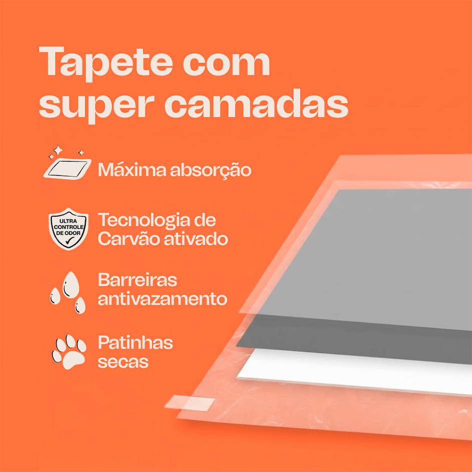 Tapete Higiênico Meau com Carvão Ativado para Cães - 30 Unidades