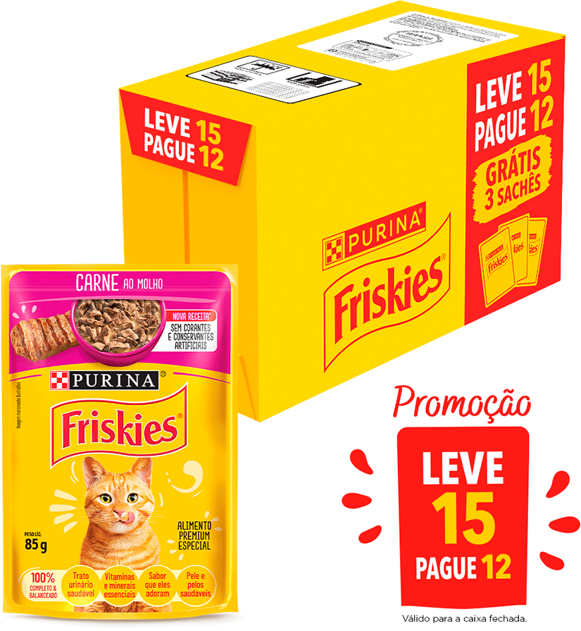 Ração Úmida Friskies para Gatos Adultos Sabor Frango 85 g - Leve 15 Pague 12