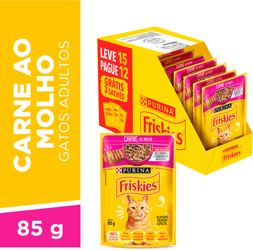 Ração Úmida Friskies para Gatos Adultos Sabor Frango 85 g - Leve 15 Pague 12