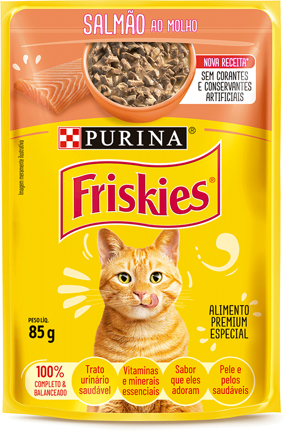 Ração Úmida Friskies para Gatos Adultos Sabor Salmão 85 g - Leve 15 Pague 12