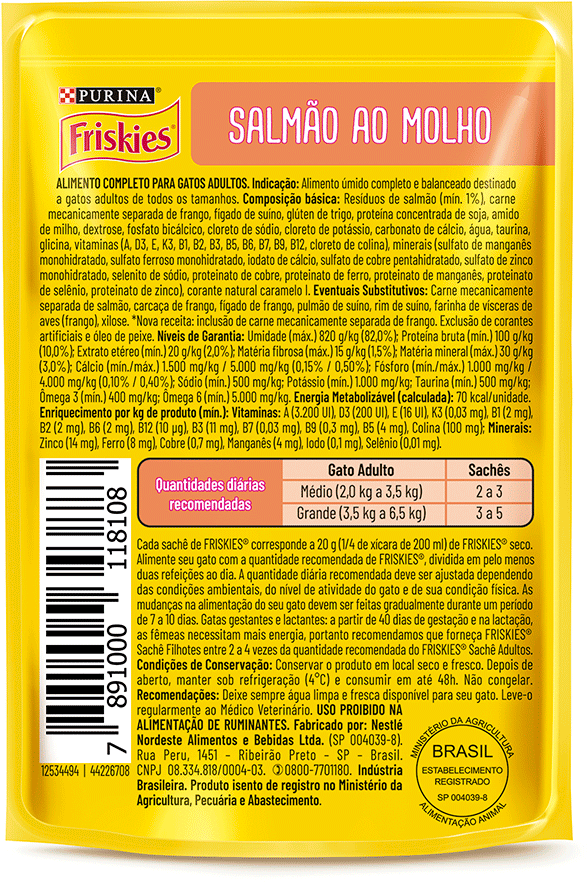Ração Úmida Friskies para Gatos Adultos Sabor Salmão 85 g - Leve 15 Pague 12