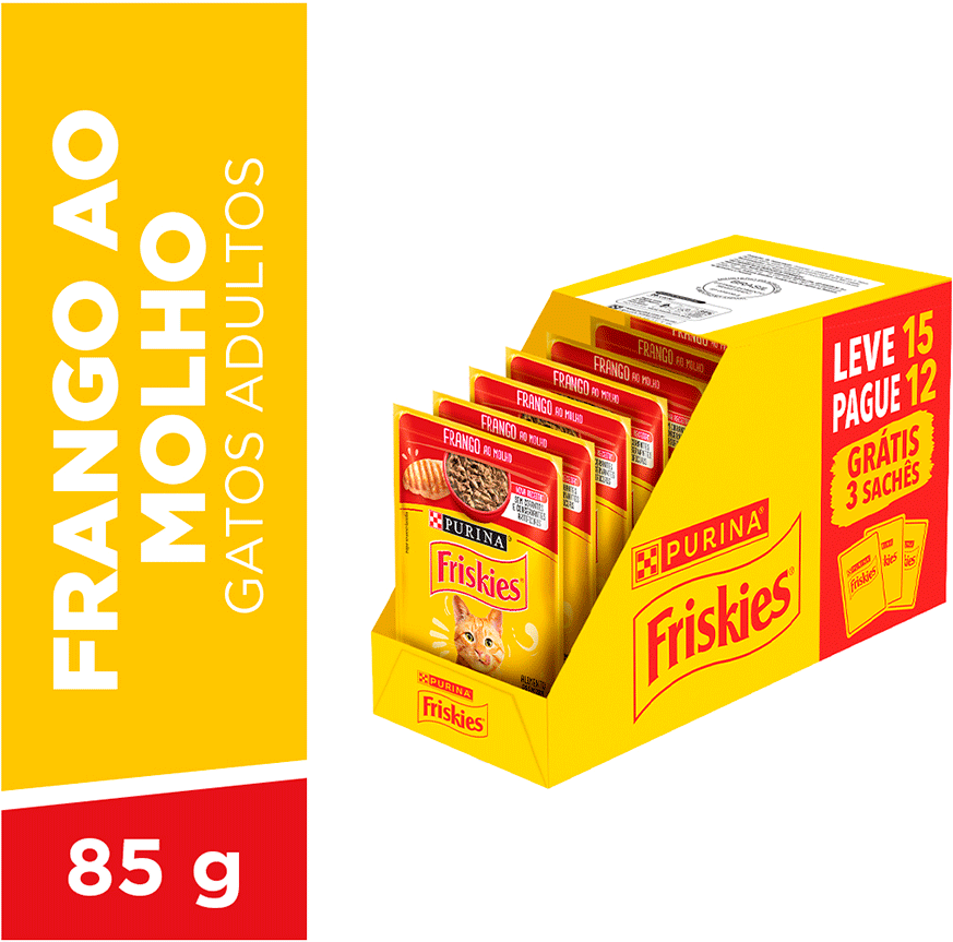 Ração Úmida Friskies para Gatos Adultos Sabor Carne 85 g - Leve 15 Pague 12