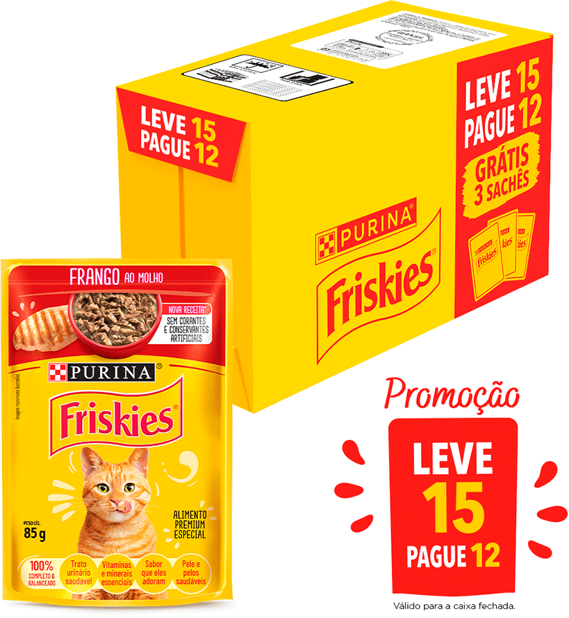 Ração Úmida Friskies para Gatos Adultos Sabor Carne 85 g - Leve 15 Pague 12