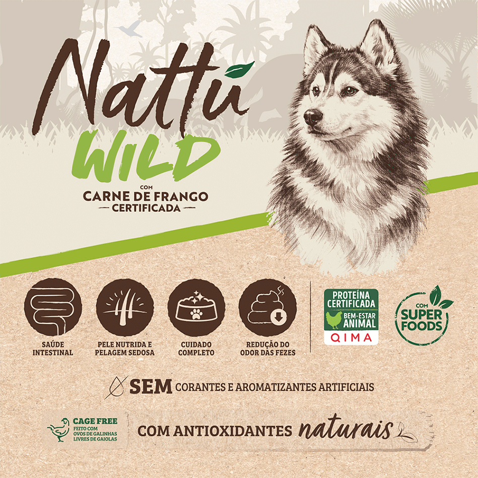 Ração Seca Premier Nattu Wild para Cães Adultos sabor Abóbora - 12Kg