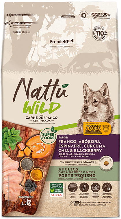 Ração Seca Premier Nattu Wild para Cães Adultos Raças Pequenas sabor Abóbora - 10,1Kg