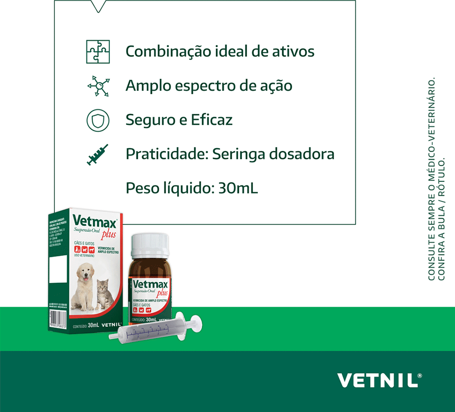 Vermífugo Univet Vetmax Plus Suspensão - 30 mL