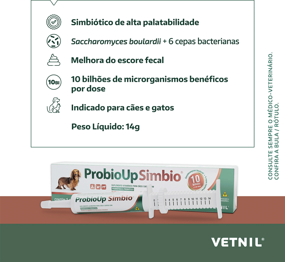 Suplemento Alimentar Vetnil Probioup Simbio para Cães e Gatos - 14 g