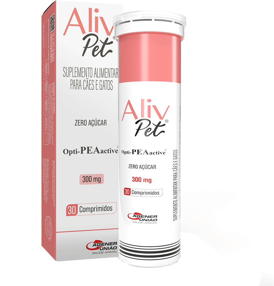 Suplemento Alimentar Agener Aliv Pet 300 mg para Cães e Gatos - 30 Comprimidos