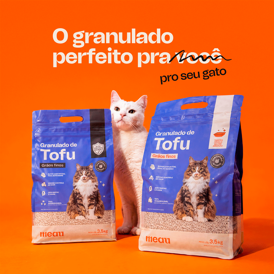 Granulado de Tofu Meau com Carvão Ativado para Gatos - 2,5Kg