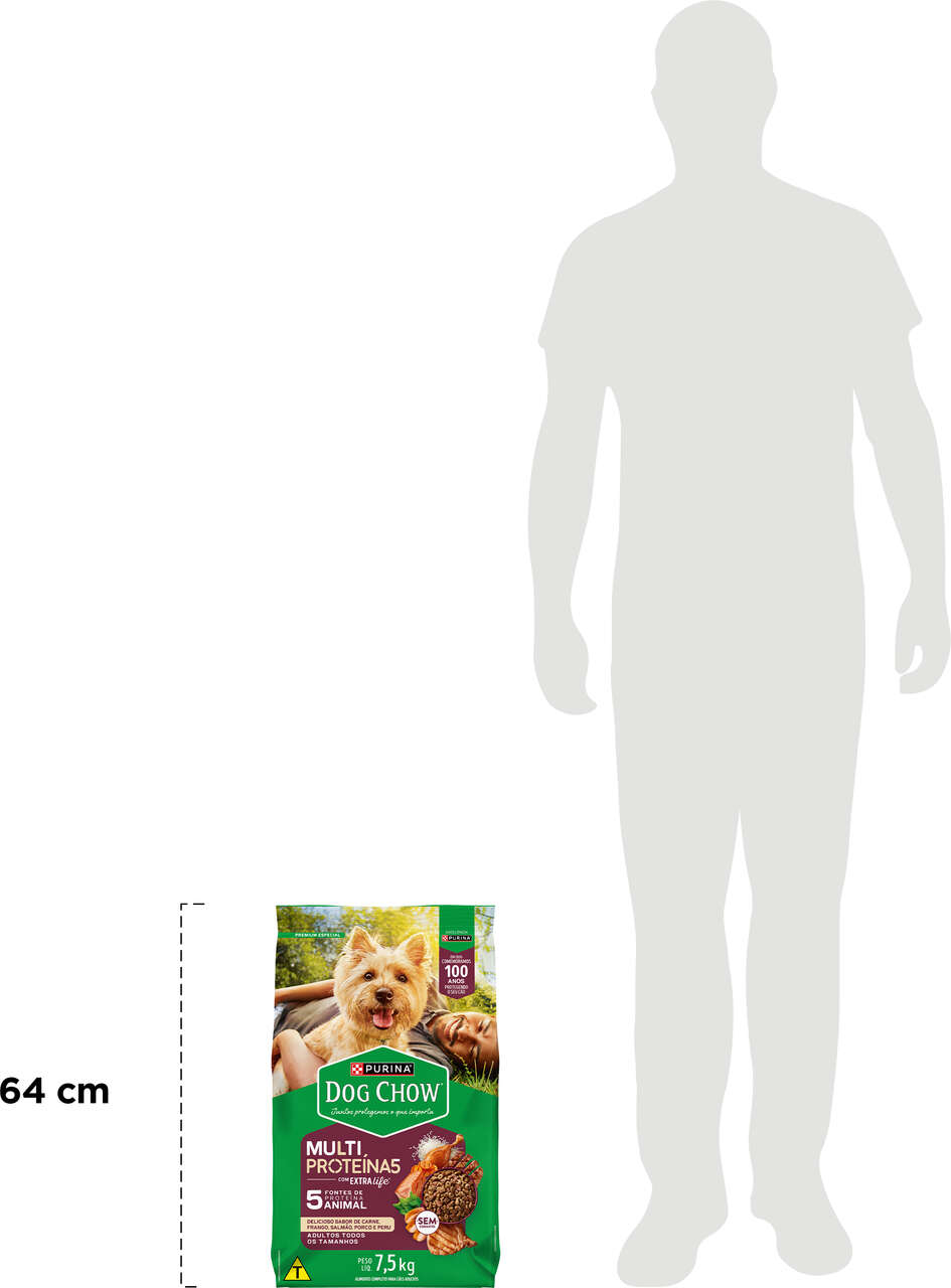 Ração Seca Purina Dog Chow Multiproteína para Cães Adultos sabor Carne, Frango, Salmão, Porco e Peru - 7,5Kg