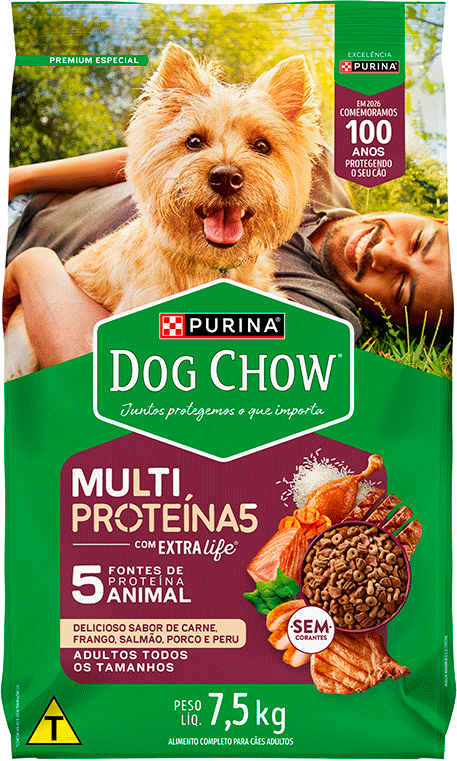 Ração Seca Purina Dog Chow Multiproteína para Cães Adultos sabor Carne, Frango, Salmão, Porco e Peru - 7,5Kg