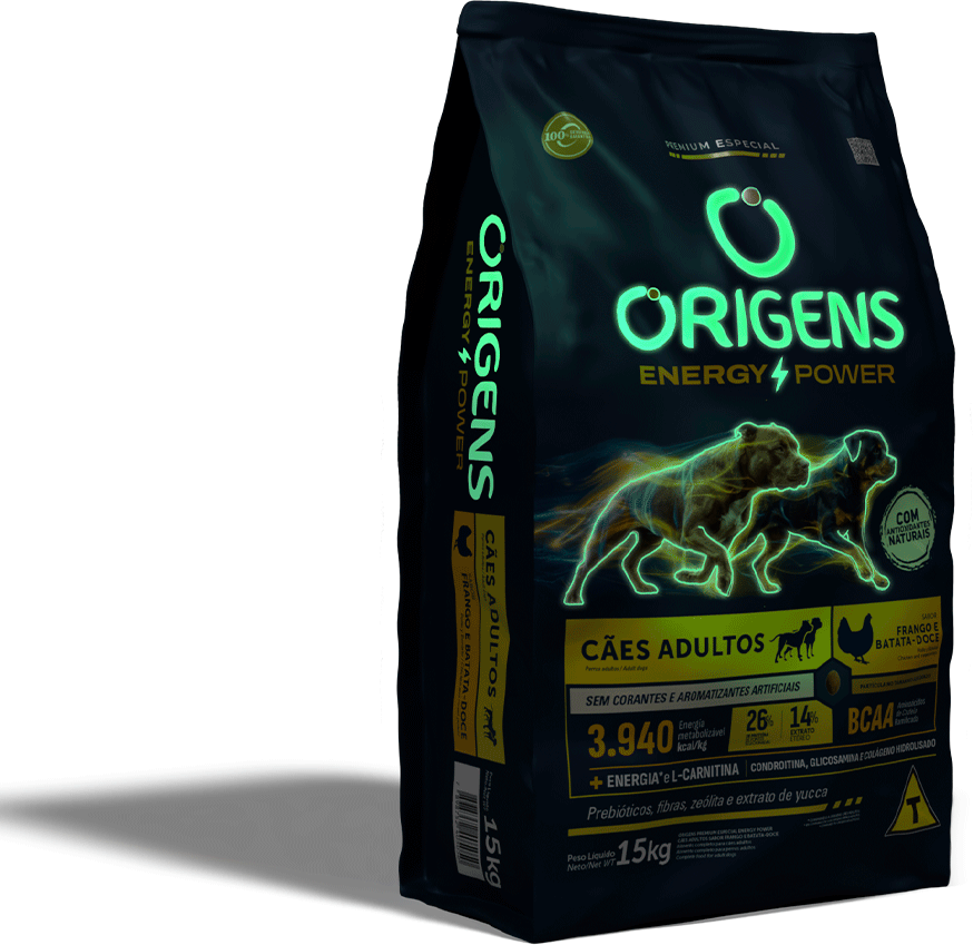 Ração Seca Origens Energy Power para Cães Adultos Sabor Frango e Batata Doce - 15Kg