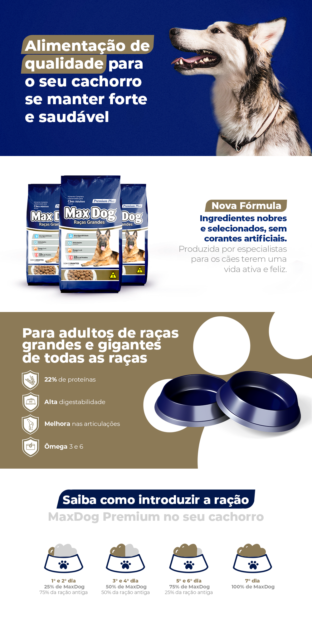 Encontre Ração Seca Max Dog para Cães Adultos Raças Grandes com entrega para todo o Brasil na Petlove. Te ajudamos a cuidar do seu pet como ele merece!